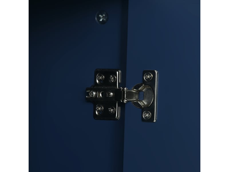 Buffet 120 x 40 x 83 cm 2 portes 3 tiroirs motif écailles, étagère réglable, panneau de particules + métal, bleu marine - Conforama R