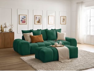 Canapé droit fixe BOBOCHIC EVEREST 3 places Tissu vert