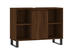 Meuble salle de bain rangement, commode chêne marron 80x33x60cm bois d'ingénierie shl7418