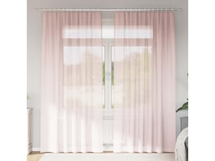 Lot de 2 rideaux en voile, voilages avec passe-tringles rose clair cf44484