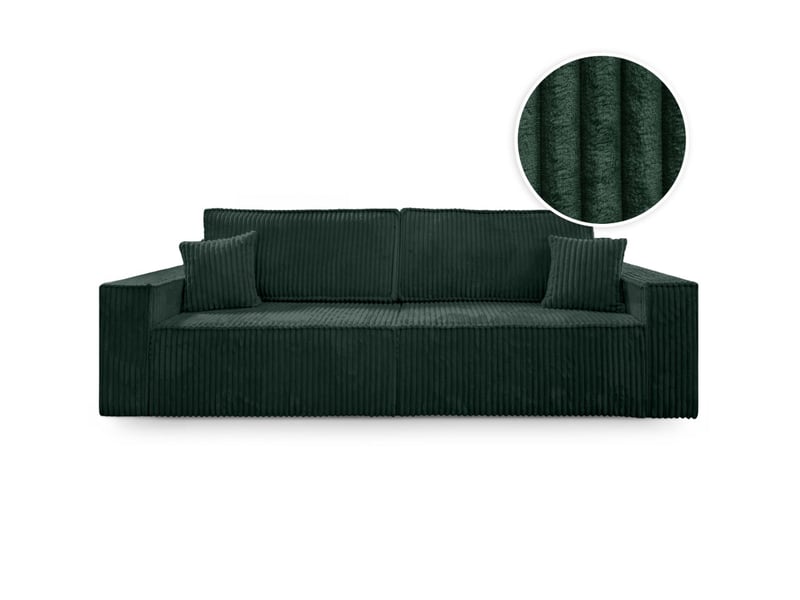 Farah - canapé droit assise profonde 3 places convertible en velours côtelé épais - Conforama A