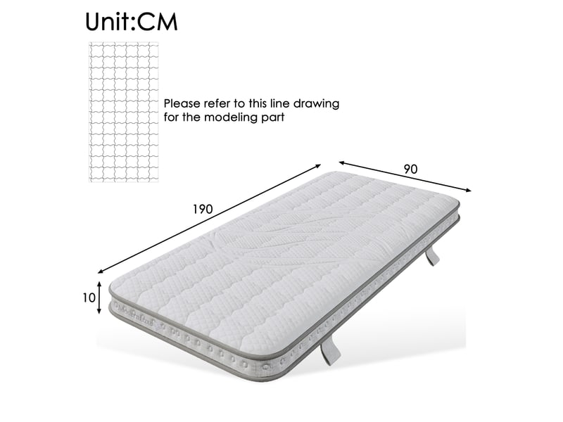  Matelas hybride 90 x 190 x 10 cm blanc, 7 zones, h3  - Conforama E