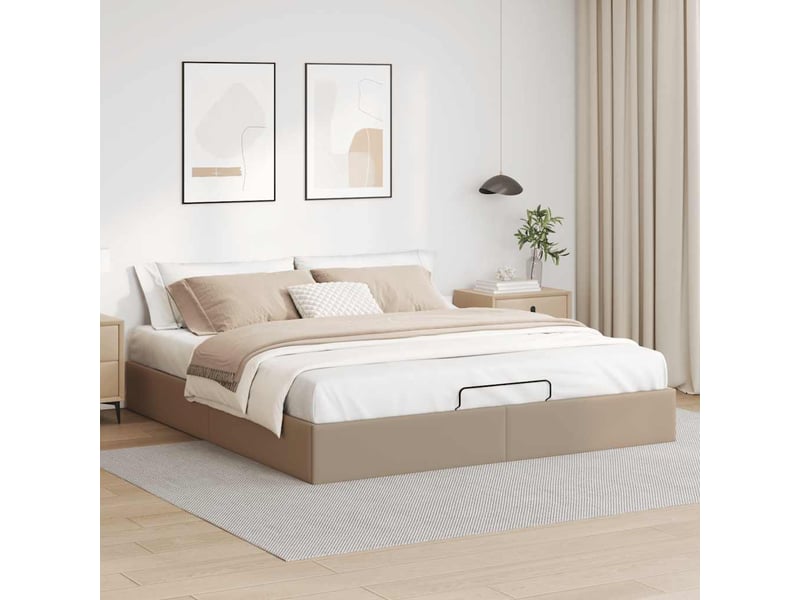 Lit adulte ; lit double ; cadre de lit avec sommier à lattes ottoman cappuccino 200x200 cm - Conforama C