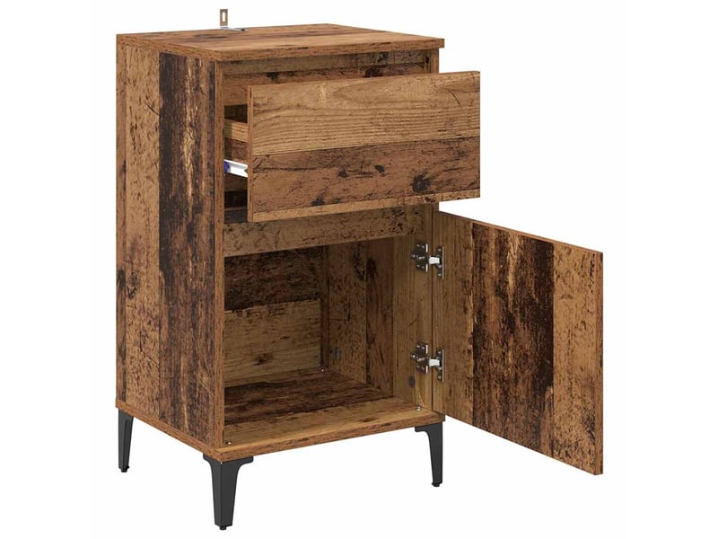  Table de chevet - cabinet de chevet - table de nuit 2 pc bois ancien 40 x 35 x 70 cm  - Conforama D