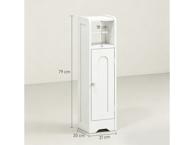  Meuble salle de bain meuble toilettes wc rangement étroit avec étagère réglable gain de place pour petits espaces blanc  - Conforama C