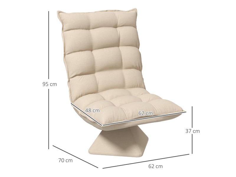  Fauteuil relax grand confort pivotant inclinaison réglable 5 niv. Épais garnissage mousse haute densité tissu velours microfibre beige 839-423V00BG - Conforama C