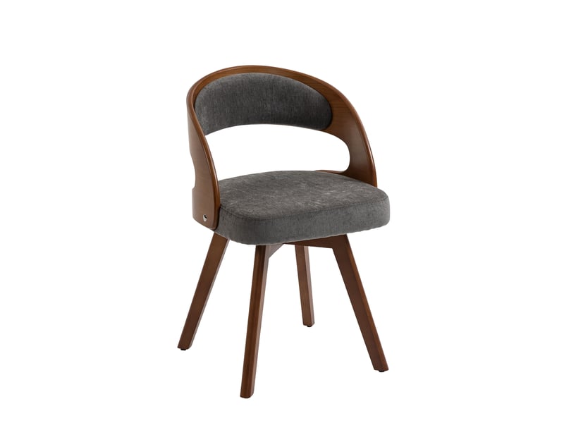  Chaise de salle à manger pivotante avec dossier ergonomique et assise rembourrée en lin gris  - Conforama A