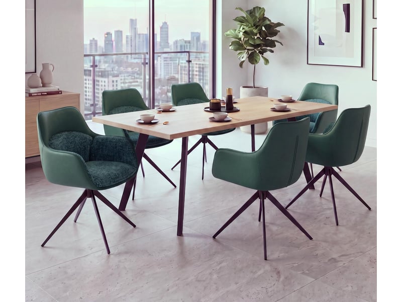  Lot de 2 chaises de salle à manger hwc-r23, chaise de cuisine pivotante, en similicuir et tissu chenille (410 gm²) - vert  - Conforama B