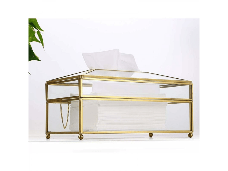  Distributeurboîte à mouchoir rectangulaire en verre transparent pour la famille, le bureau, la tablette etc  - Conforama E