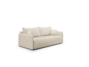 Canapé droit convertible   4 places Tissu beige avec coffre de rangement