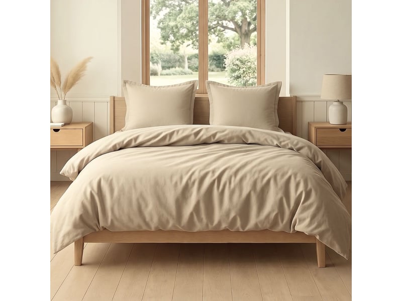  Parure housse de couette 260x240cm + 2 taies 100% coton grège - vitalia VITALIA - Conforama A
