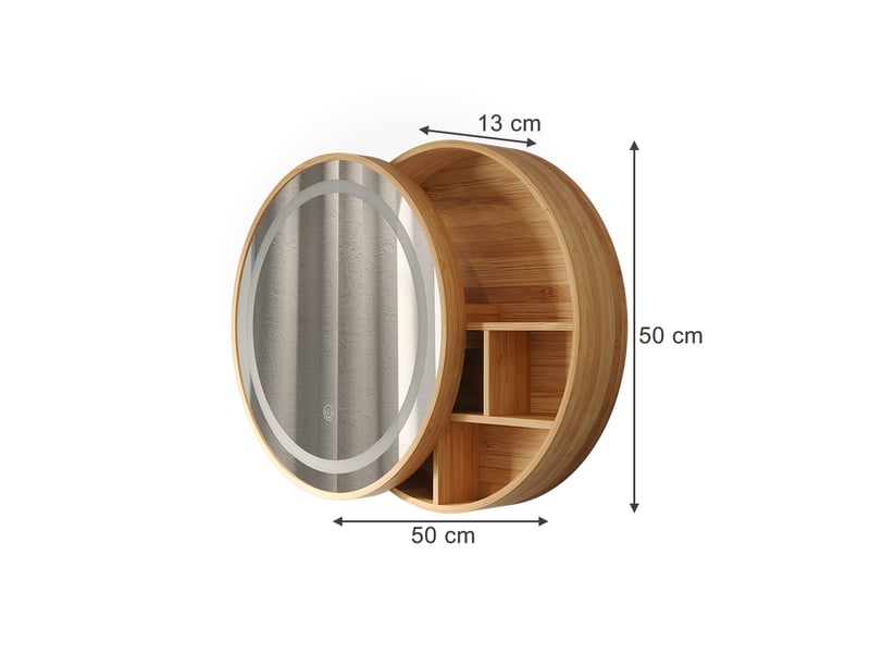 Vicco armoire de toilette, bambou, 50x50cm avec 5 compartiments de rangement  - Conforama B