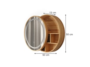 Vicco armoire de toilette, bambou, 50x50cm avec 5 compartiments de rangement