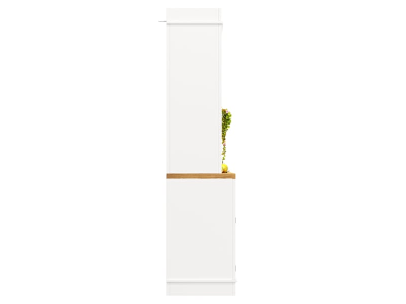  Lot de 2 armoires hautes avec led, buffet 184 cm avec étagère en verre et crochets, finition blanche, charge jusqu’à 60 kg, meuble de rangement cuisine et salle à manger  - Conforama E