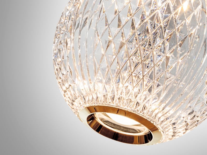  Schuller austral suspension moderne à 5 lumières led cluster drop, globes de cristal sculptés sphériques, 1264lm, 3200k  - Conforama D