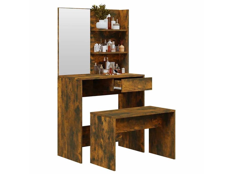  Ensemble de coiffeuse chêne fumé 74,5x40x141 cm  - Conforama D