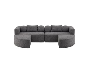 Canapé modulable convertible en lit, avec fonction de sommeil, cloud couch compressé, en chenille, noir, sans assemblage, 292 x 165 x 68 cm
