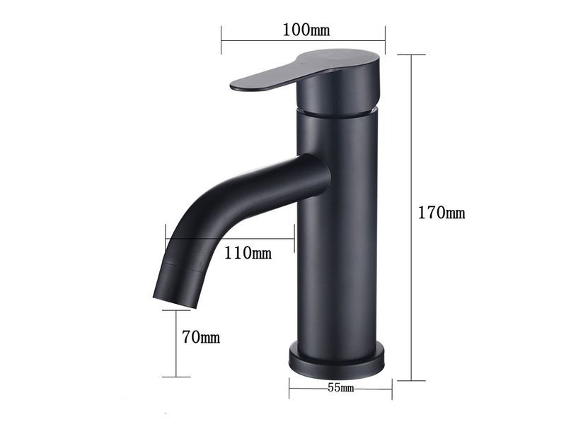  Robinet mitigeur eau chaude et eau froide, coude en acier inoxydable noir, monotrou, avec flexible de 60 cm LH00000746JY - Conforama C