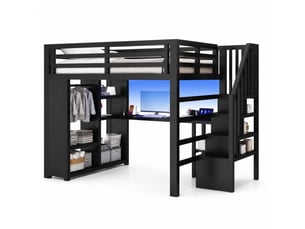 Lit mezzanine 140x200 cm OKWISH   coloris noir