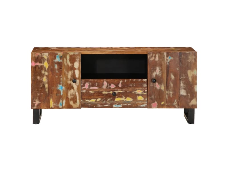 Meuble tv - banc tv - meuble de rangement 105x33,5x46 cm bois de récupération et d'ingénierie  - Conforama C