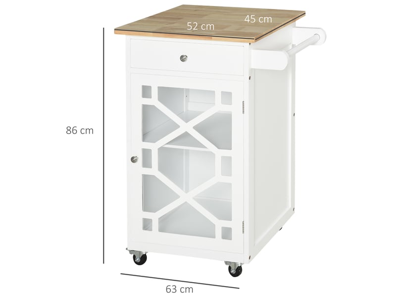  Desserte de cuisine à roulettes avec tiroir et placard mdf blanc 63 x 45 x 86 cm  - Conforama C
