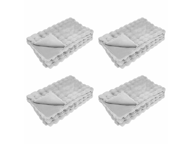  Couverture décorative, couverture antidérapante en fausse de lapin 4 pc gris shl37093  - Conforama A