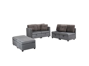 Canapé modulable 6 places en u gris antique avec rangement