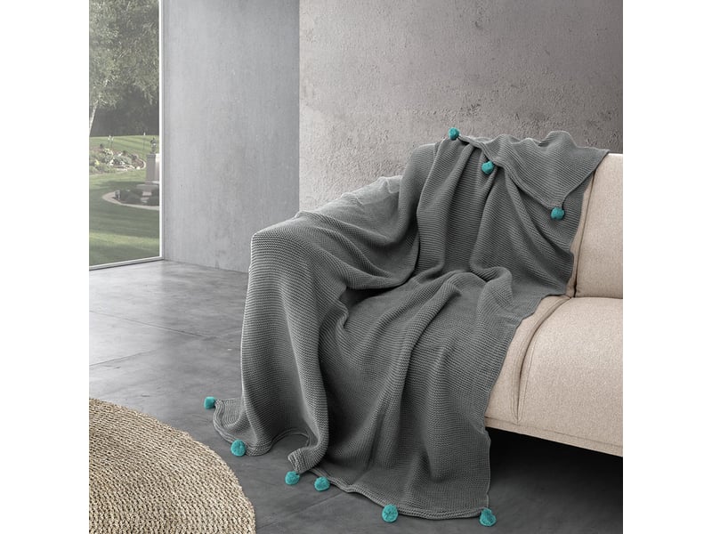  Plaid de canapé tissé en acrylique plaid cozy - gris  - Conforama B
