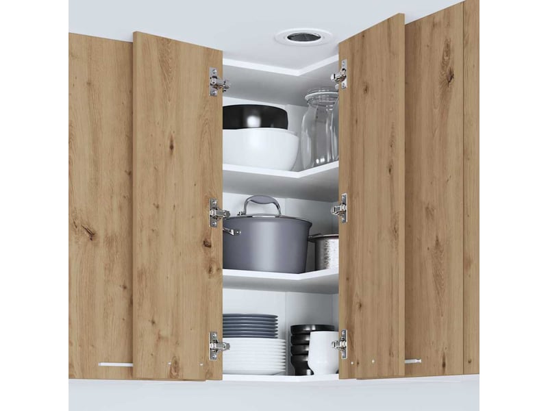  Meuble de rangement cuisine, armoire suspendue chêne artisan et blanc 57x57x80cm  - Conforama D