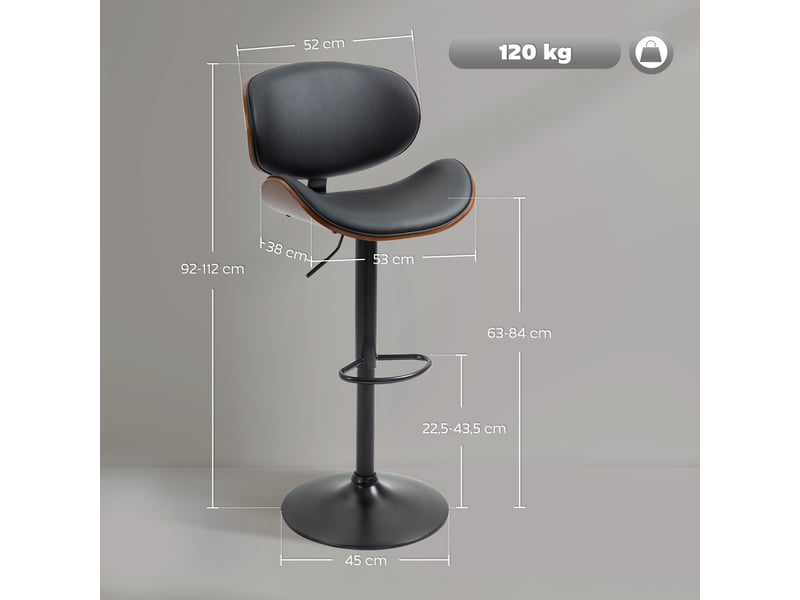  Lot de 2 tabourets de bar – réglables et pivotants – dossier et repose-pieds  - Conforama C