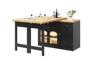 Îlot de cuisine table extensible 120-194 cm rotative 360° en mdf et métal
