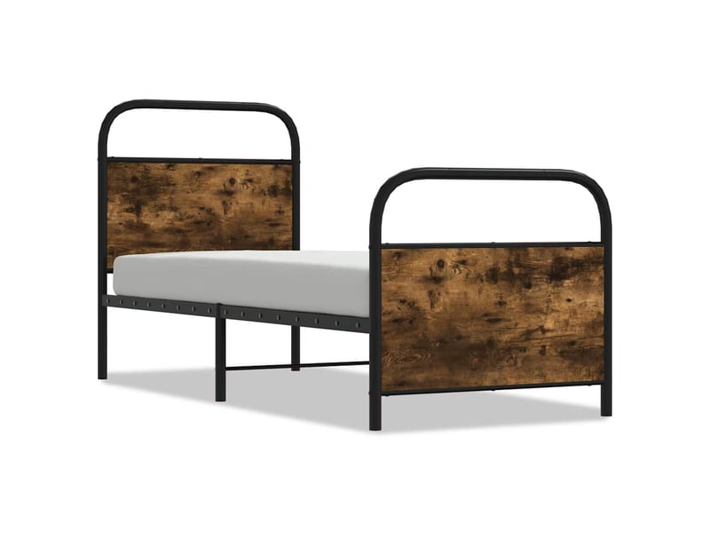  Lit simple- lit adulte -  cadre de lit sans matelas 80x200cm chêne fumé bois d'ingénierie  - Conforama A