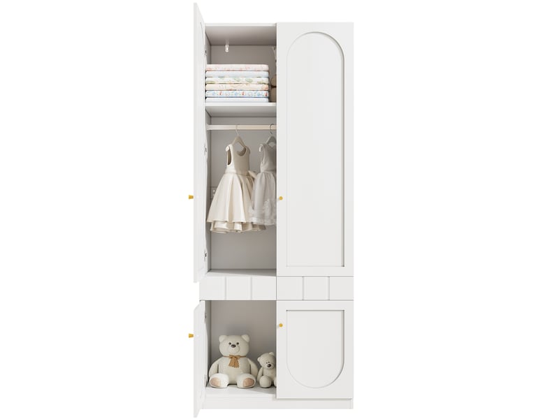  Armoire modenvie 2 portes avec penderie et tiroirs 80 x 50 x 200 cm blanche  - Conforama A
