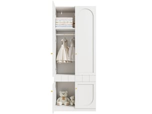 Armoire modenvie 2 portes avec penderie et tiroirs 80 x 50 x 200 cm blanche