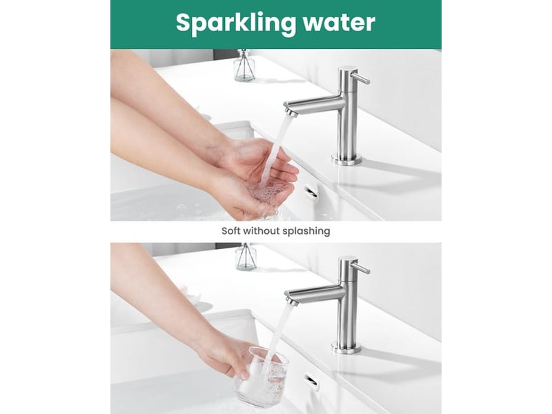  Robinet lave main eau froide avec bec hauteur 9,34 cm, robinet lavabo eau froide pour wc, mitigeur eau-froide uniquement pour salle de bain XLH-ZLS-014461ZLS - Conforama E
