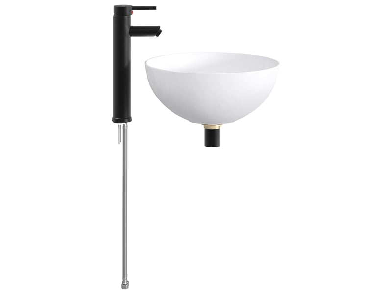 Lavabo de salle de bain avec robinet et drain noir mat shl4094 - Conforama E