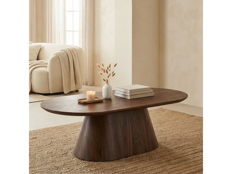  Table basse ovale couleur bois foncé 120 cm  - Conforama B