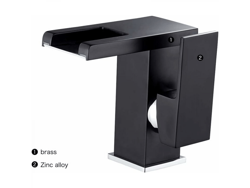  Robinet de salle de bain cascade led, noir  - Conforama D