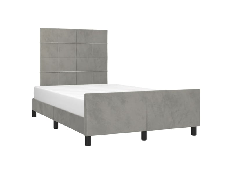 Lit double- lit adulte - cadre de lit sans matelas gris clair 120x190 cm velours - Conforama C
