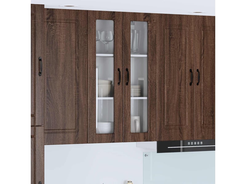  Meuble mural de cuisine, cabinet en verre mural chêne brun 60x31x100cm shl8188  - Conforama B