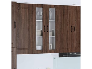 Meuble mural de cuisine, cabinet en verre mural chêne brun 60x31x100cm shl8188
