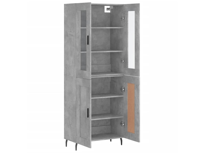 Buffet haut - bahut - meuble de rangement gris béton 69,5x34x180 cm bois d'ingénierie  - Conforama D