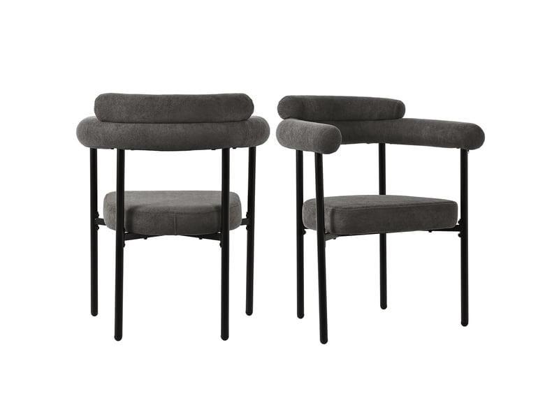 Chaise de salle à manger - lot de 2 chaises modernes avec dossier confortable et pieds métalliques, flanelle, gris foncé, 70 × 62 × 84 cm - Conforama A