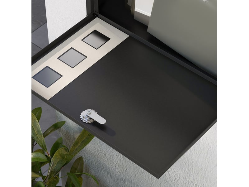 Boîte aux lettres murale 36,5 x 11,5 x 29 cm – noire – serrure, porte-journaux, 2 clés et fenêtres de contrôle - Conforama D