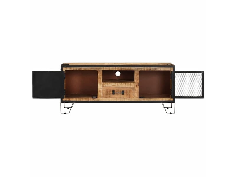  Meuble tv - banc tv - meuble de rangement 110x31x46 cm bois de manguier brut  - Conforama E