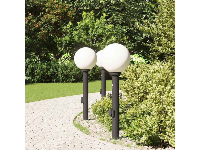  Lot de 3 borne lumineuse avec capteur et prise 80 cm noir ip44  - Conforama C