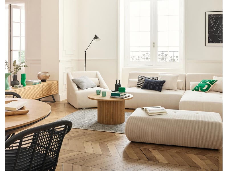  Onyx - canapé modulable d'angle droit 5 places - en velours côtelé - lisa design - beige ONYX - Conforama B