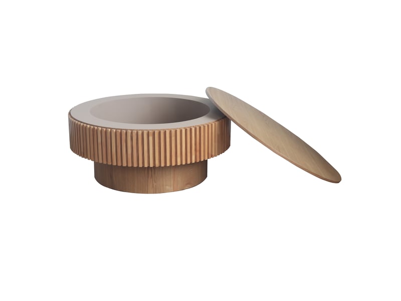  Table basse ronde ø 75 cm, bois naturel, avec coffre Fay Lum - Conforama A