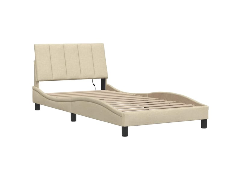  Lit simple- lit adulte -  cadre de lit sans matelas hanko crème 100x200 cm tissu  - Conforama B