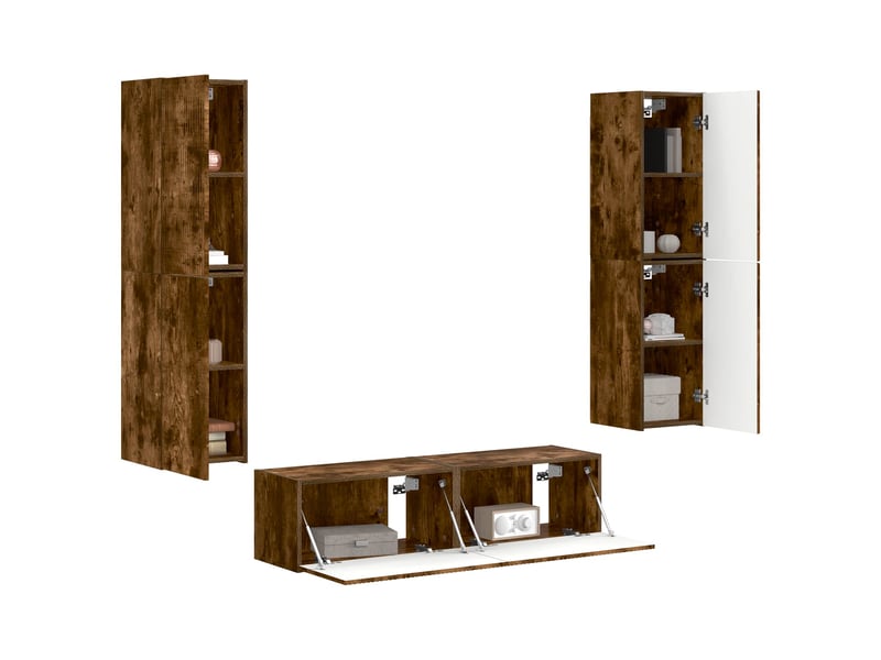  Ensemble meuble tv - banc tv - meuble de rangement 6 pcs chêne fumé bois d'ingénierie  - Conforama C